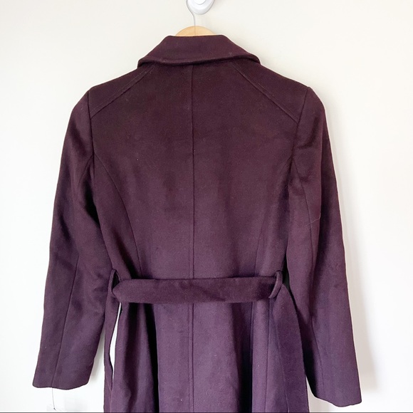 Sam Edelman Belted Wool Blend Trench Coat Wine Burgundy 2 NWT - Picture 13 of 14